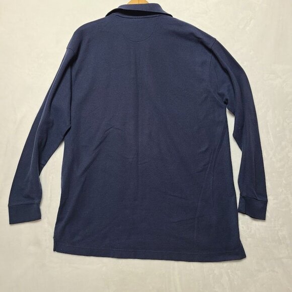Big Custom Mens XL Navy Blue Long Sleeve Polo Style Shirt Impact Group - Picture 2 of 7
